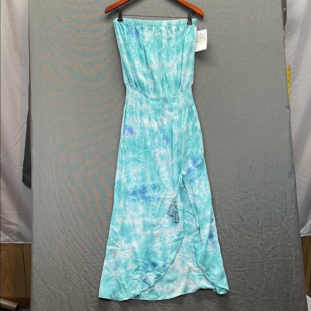 BECCA Blue Strapless Resort Sundress